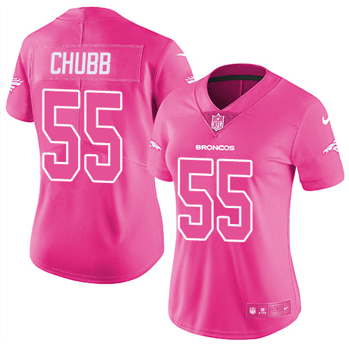 Nike Broncos #55 Bradley Chubb Pink Women's Stitched NFL Limited Rush Fashion Jersey